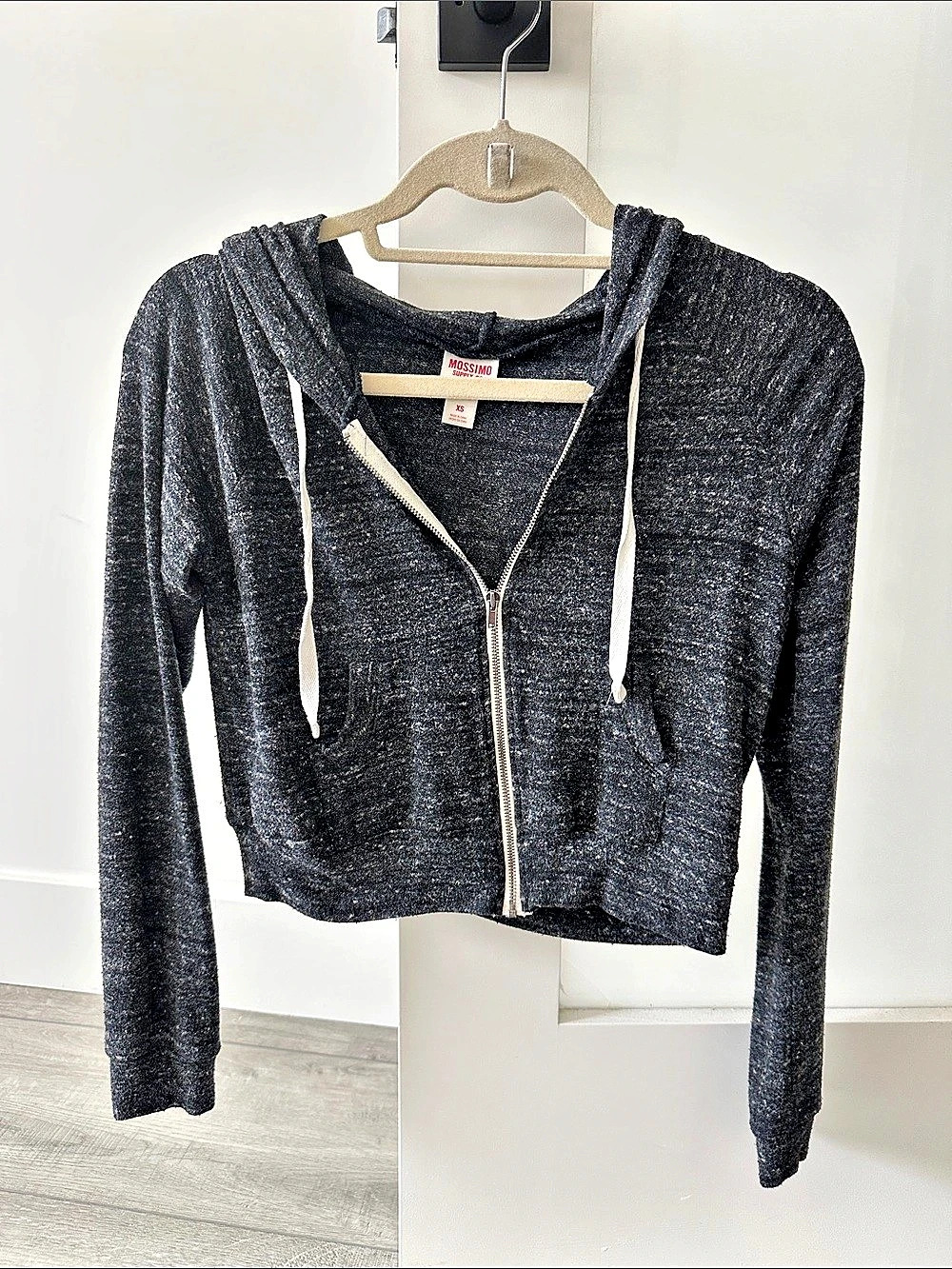 Mossimo Supply Co. Black Zip-Up Hoodie- cropped size XS